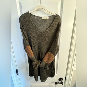 Oversized knit sweater with elbow patches